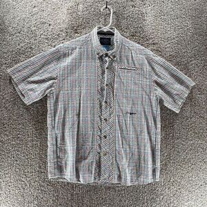 True Flies Shirt Adult‎ Medium White Check Seersucker Button Up Outdoor Fishing